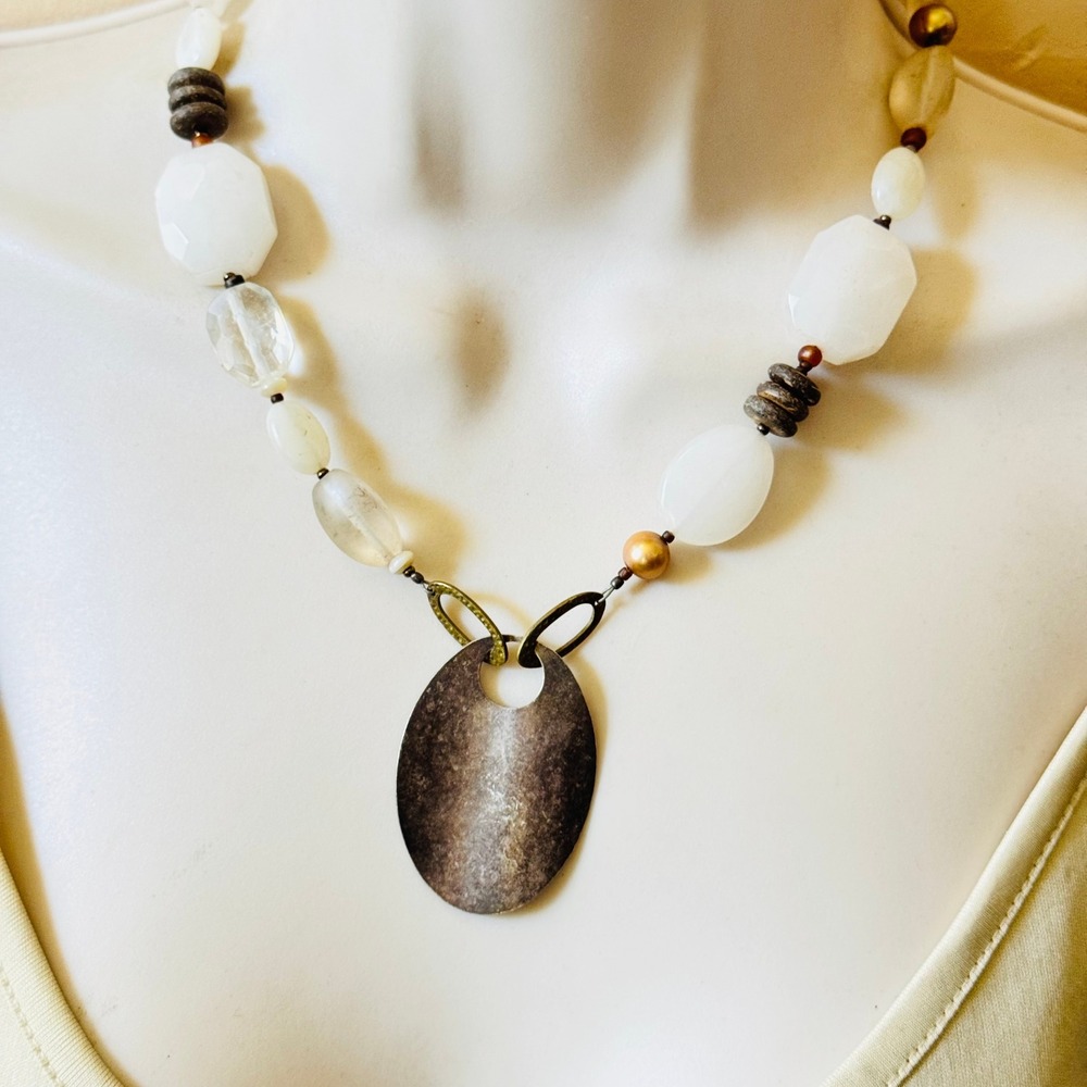 Silpada Necklace Pearl Quartz Retired Beaded Sterling Silver .925 VTG Signed 20"